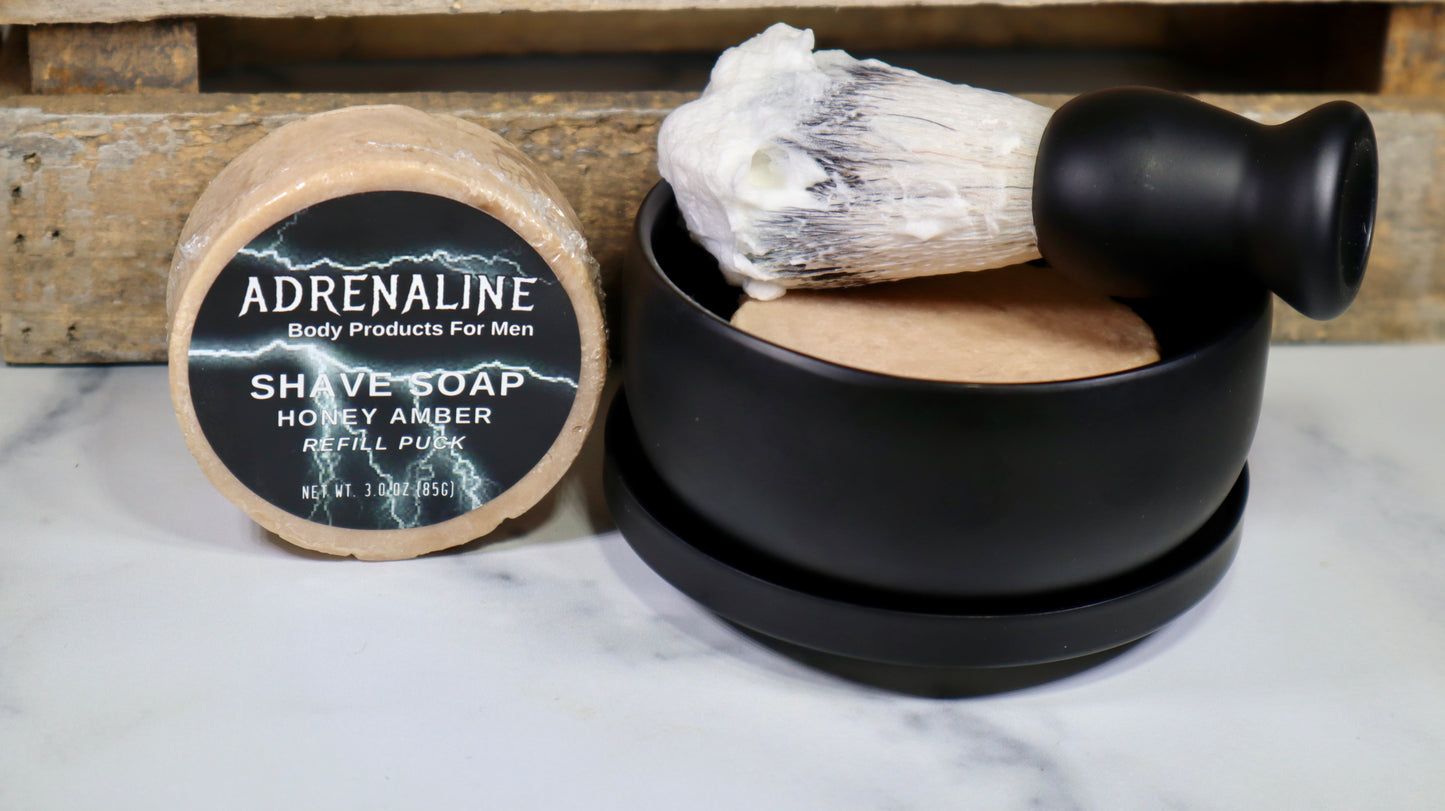 Honey Amber Adrenaline Shave Soap Refill Puck