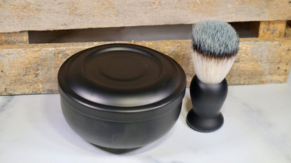 Metal Traditional Wet Shaving Bowl and Brush Set