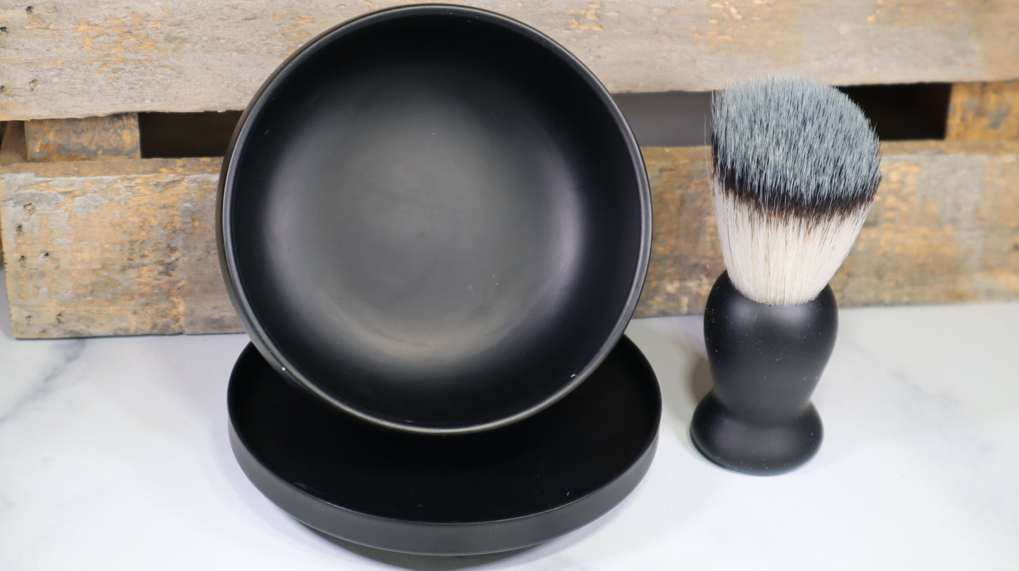Metal Traditional Wet Shaving Bowl and Brush Set