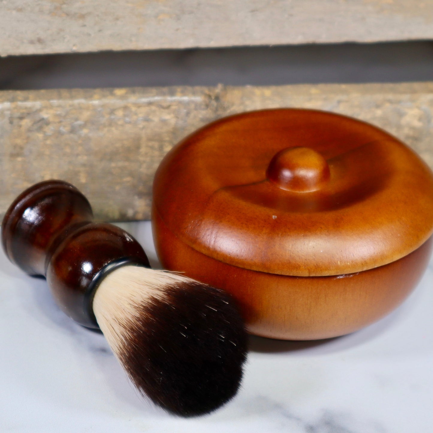 Traditional Wet Shave Solid Wood Shaving Dish and Brush Set