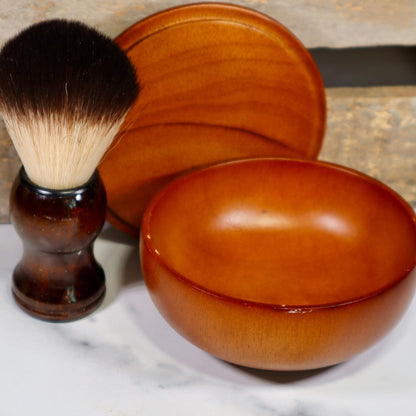 Traditional Wet Shave Solid Wood Shaving Dish and Brush Set