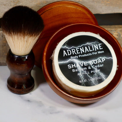 Traditional Wet Shave Solid Wood Shaving Dish and Brush Set