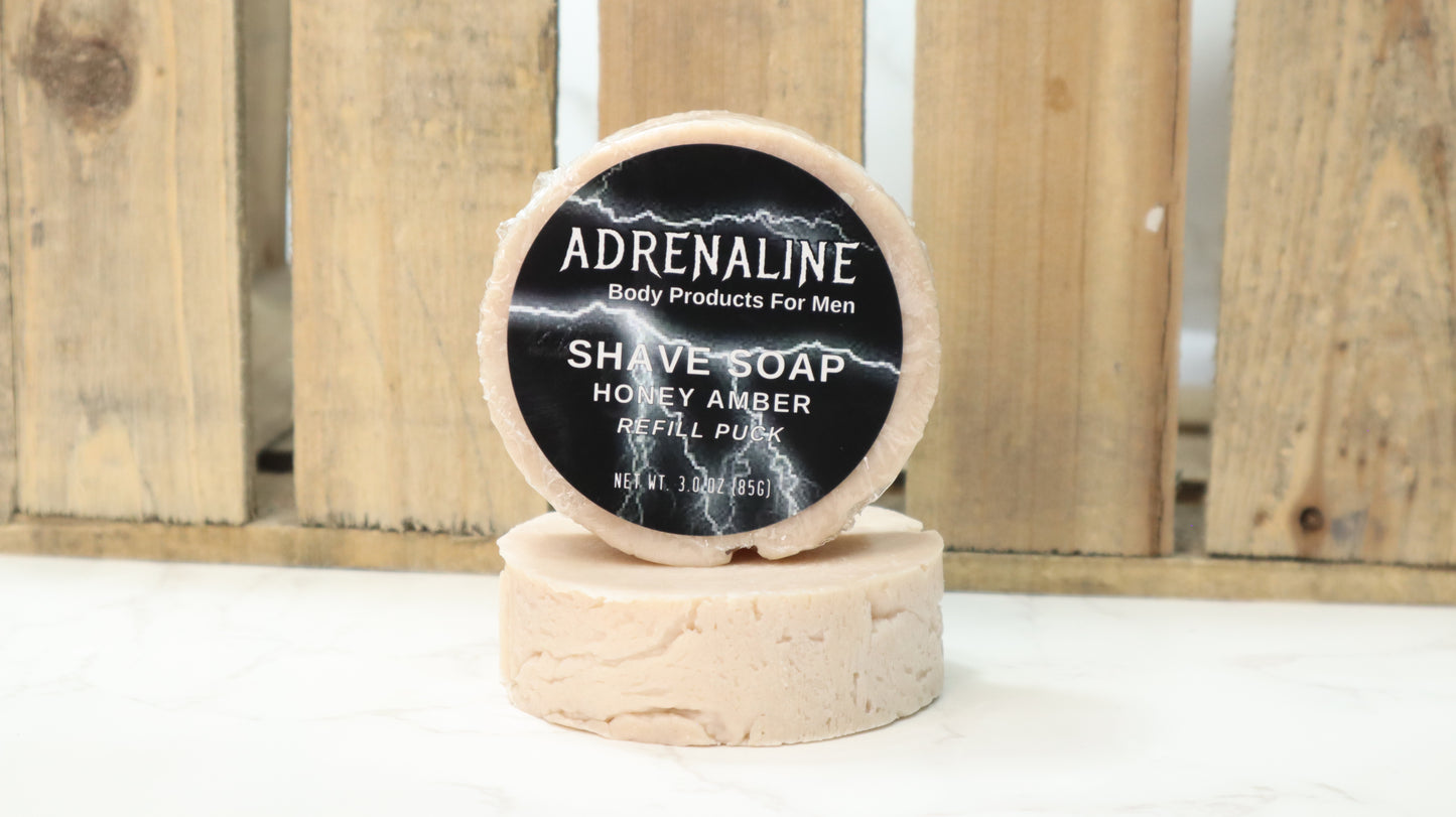 Honey Amber Adrenaline Shave Soap Refill Puck