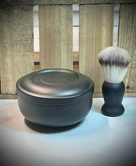 Metal Traditional Wet Shaving Bowl and Brush Set